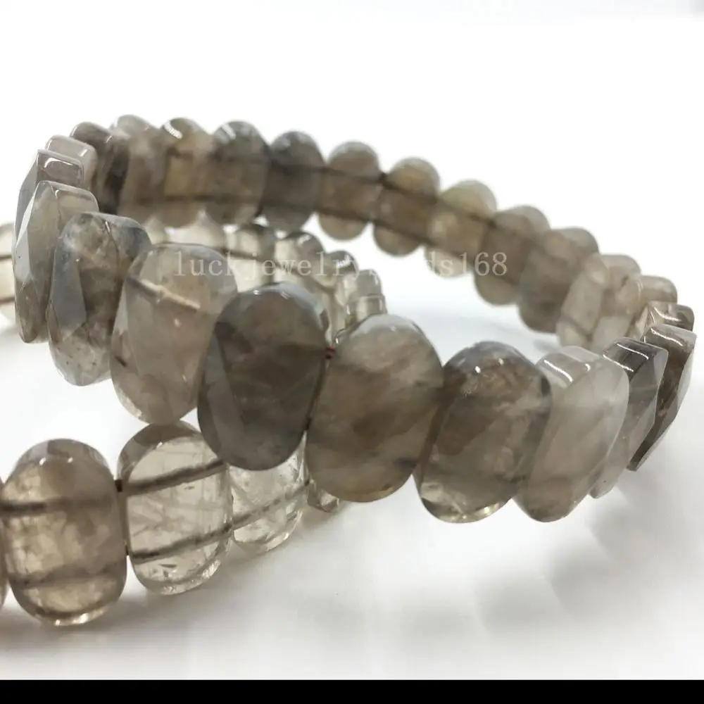 Crystal FG8385 Граненый лазурит авантюрин Лабрадорит Опал Кристалл Flourite Jaspe Unakite продолговатые бусины стрейч браслет WFH482 - Окраска металла: Crystal FG8385