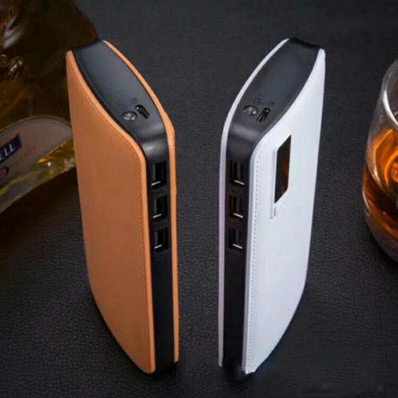 Кожаный 3USB 20000 мАч Внешний аккумулятор универсальный портативный внешний для IPhone