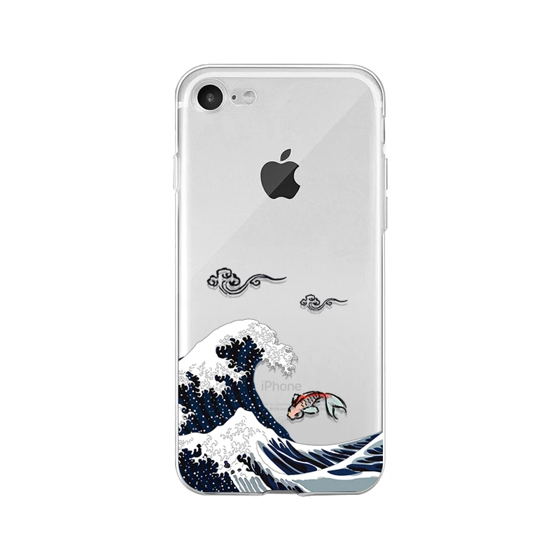 Ruicaica японский art wave прозрачный мягкий чехол для телефона iPhone X XS MAX 6 6 S 7 7 plus 8 8 Plus 5 5S XR