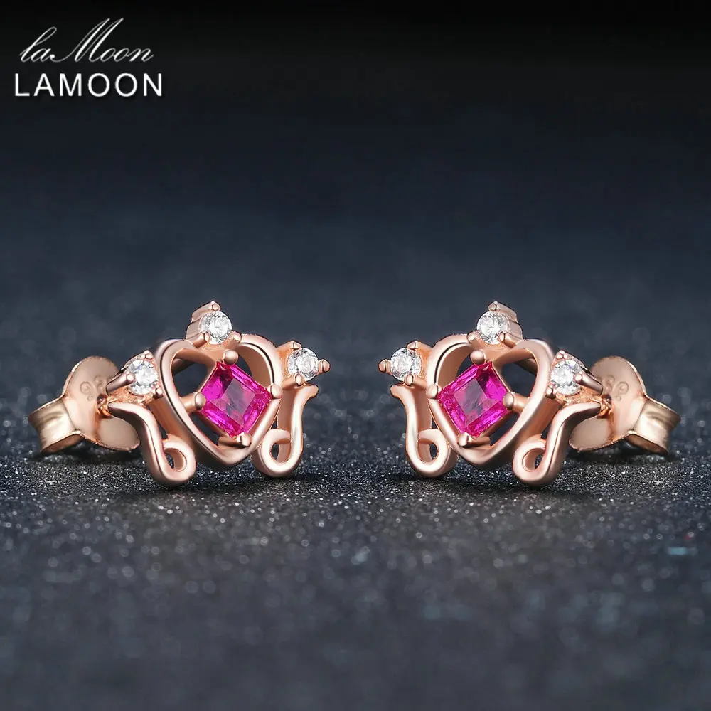 Ламон принцесса вырез 0.2ct 100% настоящий Рубин 925 пробы серебро Ювелирные серьги