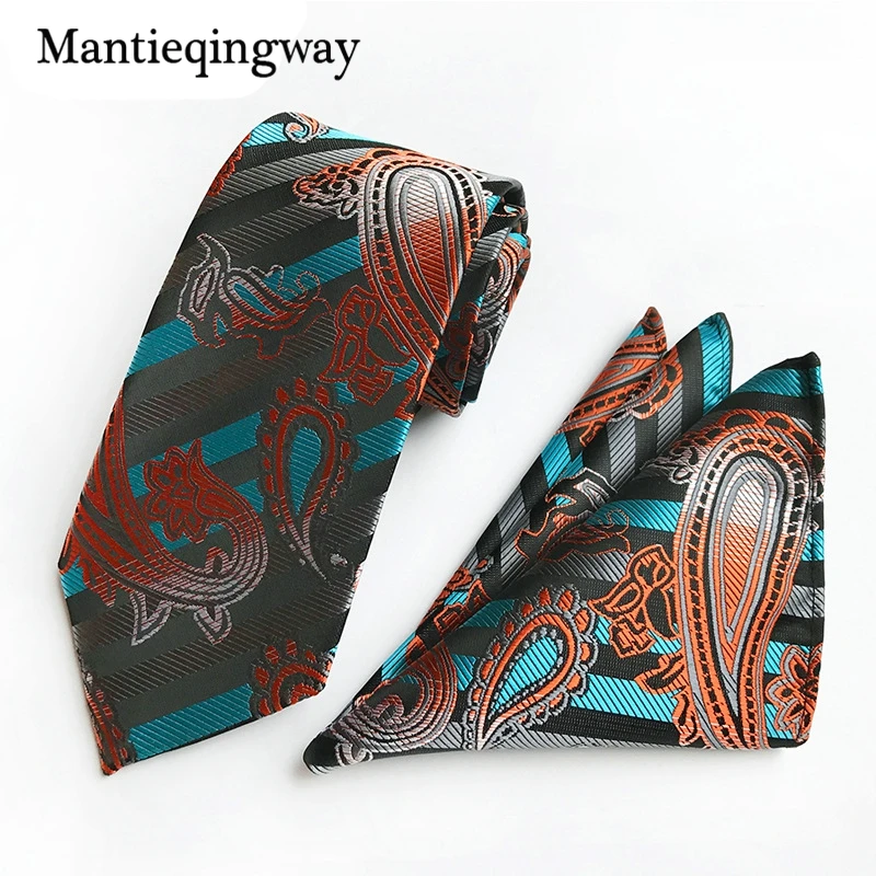Mantieqingway для мужчин набор галстуков шеи деловые костюмы галстуки носовые платки