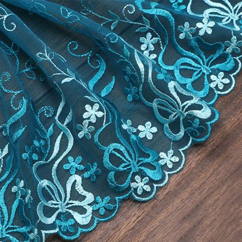 

2yards high quality Beautiful blue bow pattern color embroidery lace fabric accessories doll costume handmade diy material