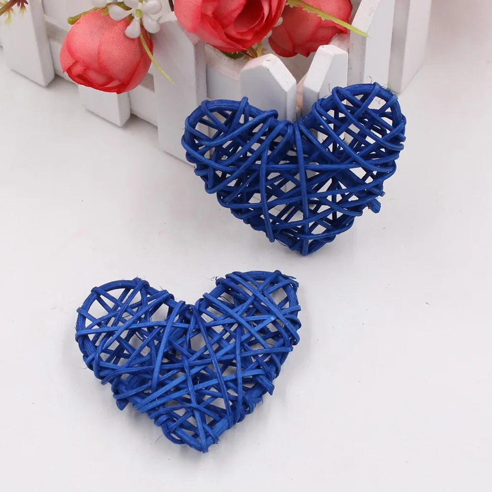 Royal blue 5pcs/lot 6cm Rattan love Artificial Straw Ball For Birthday Party Wedding Decoration Christmas Decor Home Ornament Supplies - Цвет: Royal blue