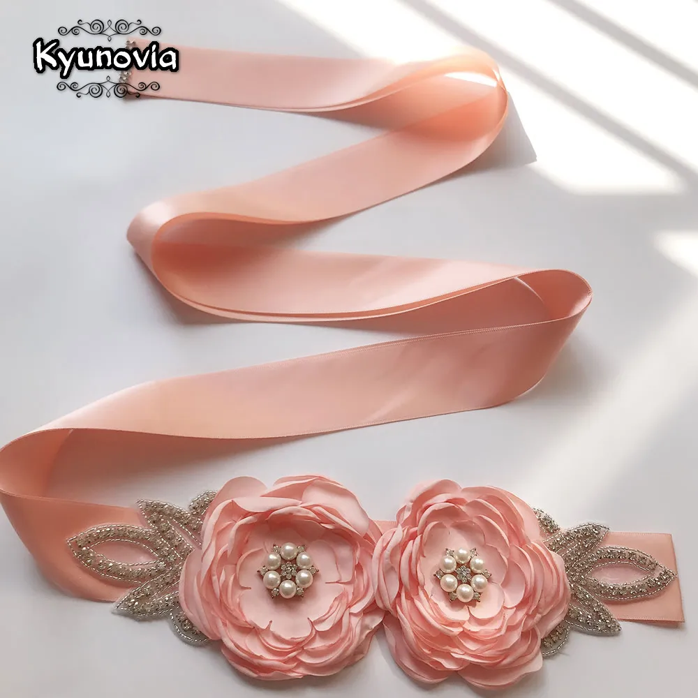 Kyunovia модные поясом, декорированным цветами, Для женщин платье с цветочным узором для девочек свадебное платье с поясом Свадебные ленты ремни со стразами ремешок для свадебного платья D11