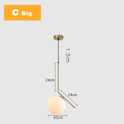 Big C Современный подвесной светильник s стеклянный шар Лофт спальня/кухня/бар подвесные потолочные подвесные лампы Скандинавское украшение дома E27 светильник - Цвет корпуса: Big C