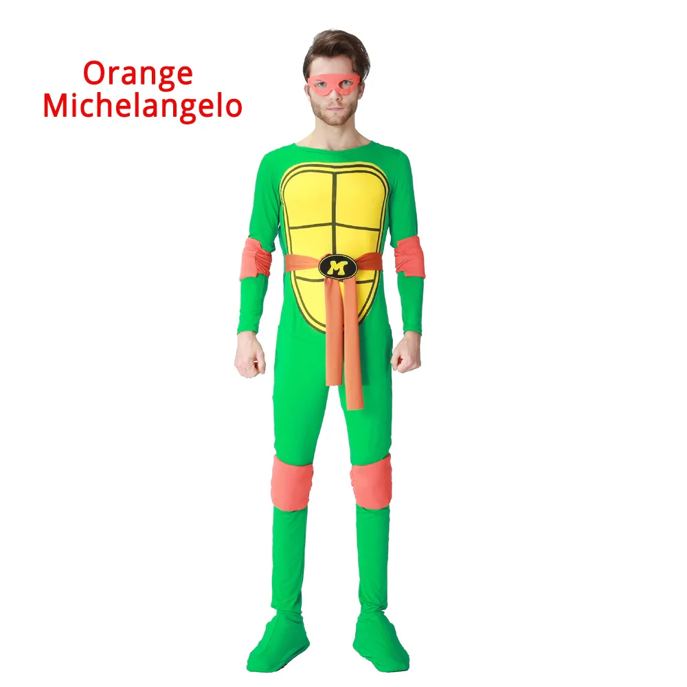 Orange Michelangelo JYZCOS костюм черепашек-ниндзя для подростков костюмы на Хэллоуин для мужчин Purim Карнавальный костюм для вечеринки - Цвет: Orange Michelangelo