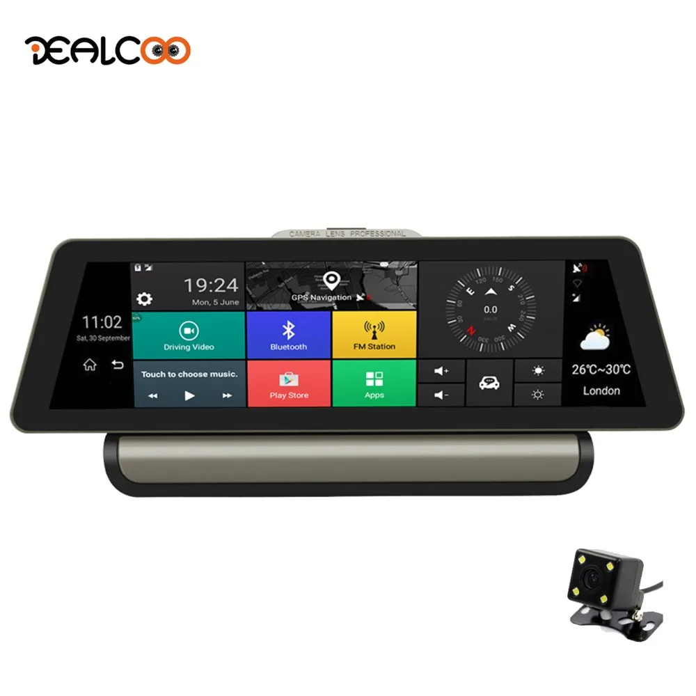 Dealcoo T8 Pro 10 &quotАвтомобильный dvr gps 4 г Android Автомобильная камера wifi 1080 P FHD видео