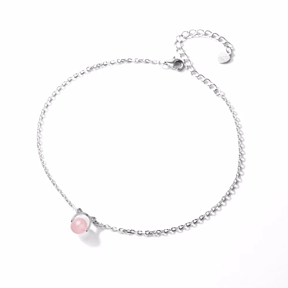 SILVERCUTE розовый кристалл лодыжки браслет для женщин 925 пробы серебряные летние