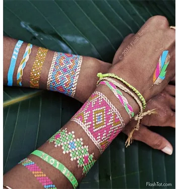 

Водонепроницаемые временные татуировки наклейки красочные металлические золотые ожерелья браслеты тату наклейки флэш-тату поддельные та...