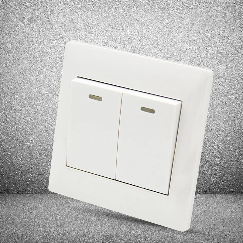 1PCS YT1803 White Switch Panel 86*86MM Flush Receptacle Two Buttons Double Control Wall Socket | Обустройство дома