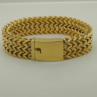 1 8cm wide woven chain gold plating 316l stainless steel chain bracelet men jewelry bracelet 1pc