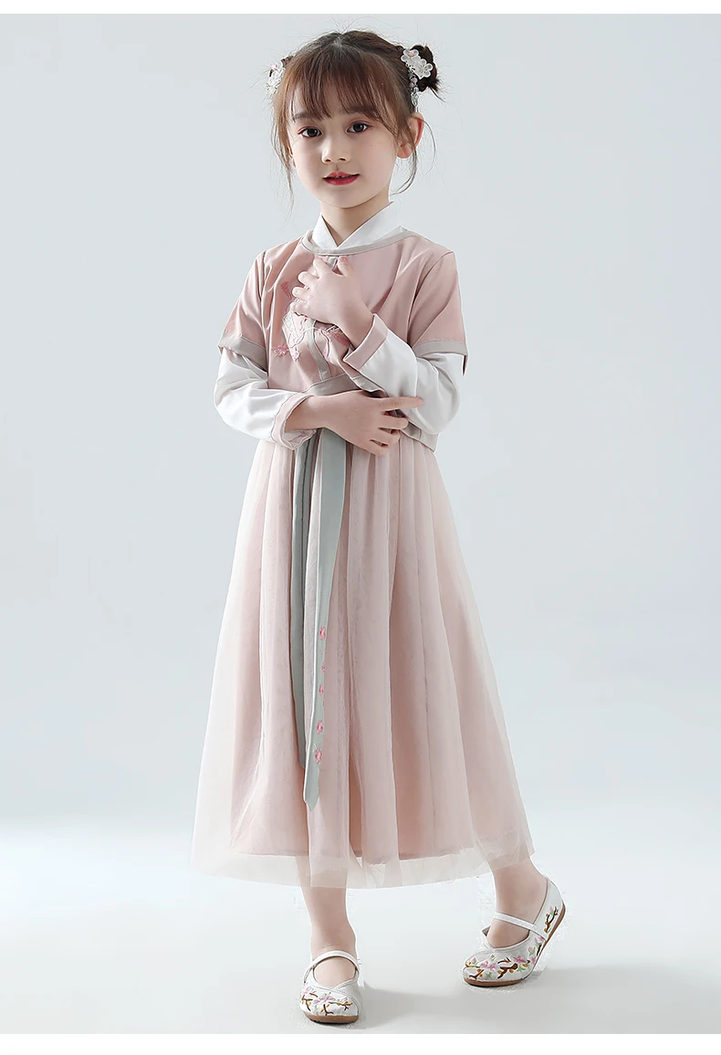 Детские Hanfu костюм для девочки в китайском Стиль со сказочным цветком в стиле династии Тан платье древней китайской и традиционный Hanfu одежда, костюмы для танцев DQL482