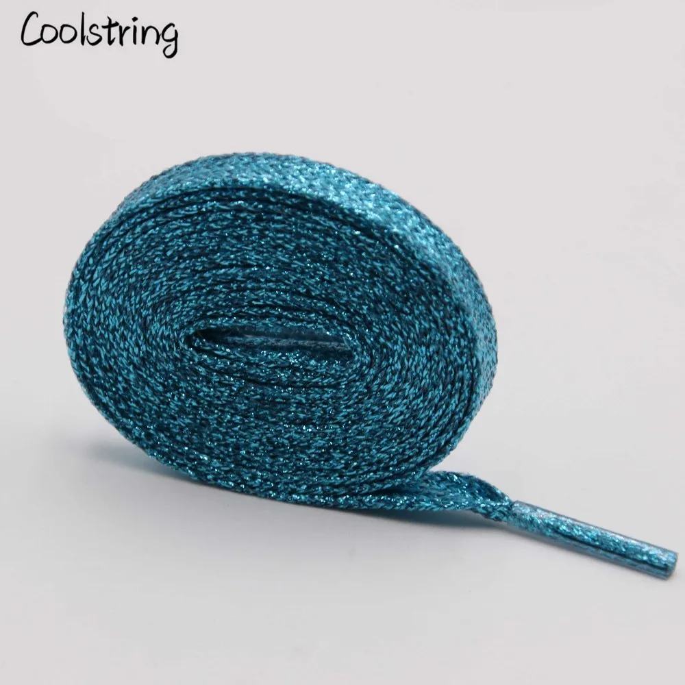 Coolstring Прохладный плоские блестящие шнурки Блестящие модные блестящие шнурки Рождество цвета Chic мерцающий 7 мм металлик