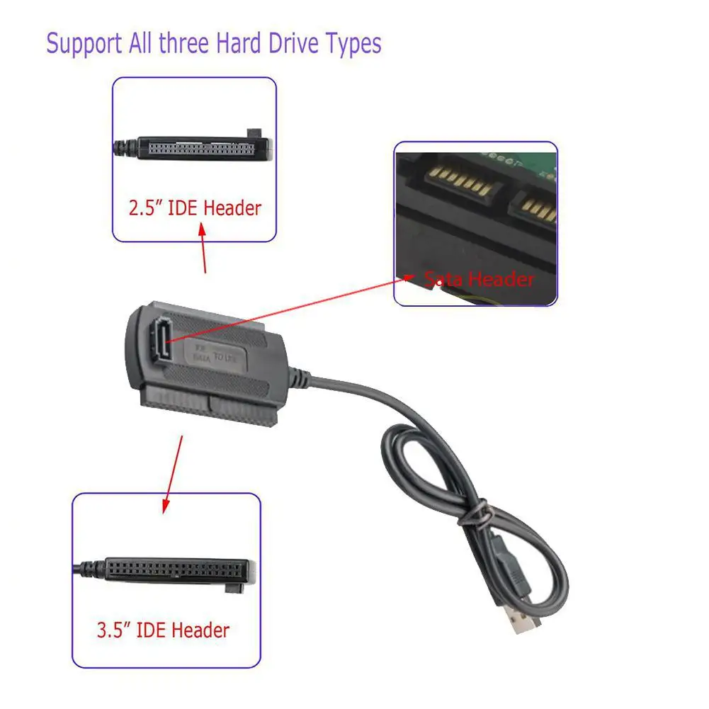 SATA/PATA/IDE to USB 2.0 Adapter Converter Cable for Hard Drive Disk 2.5&quot 3.5&quot |