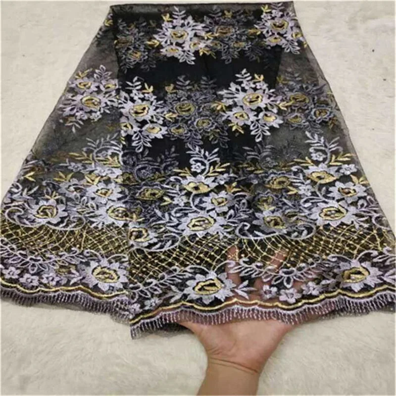 Африканская кружевная ткань 2019 высокое качество королевский синий черный