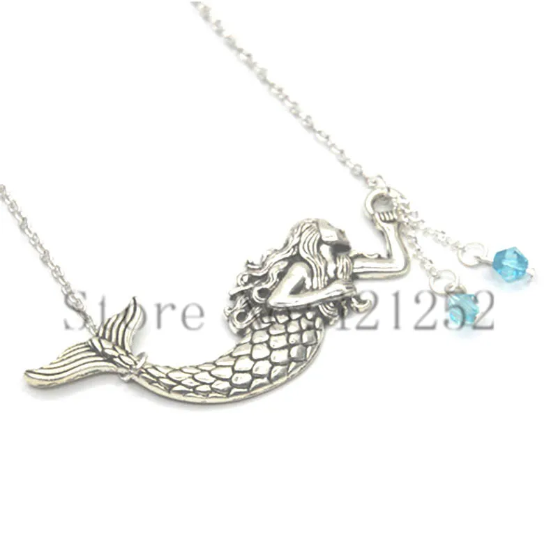 12 шт./лот Очаровательное ожерелье русалки ювелирные изделия в океане серебряное