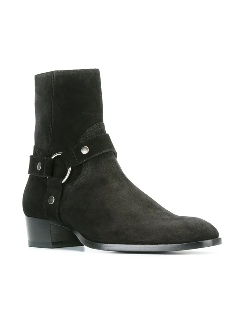 Мужские Винтажные ботинки челси черные мотоциклетные в западном стиле роскошная