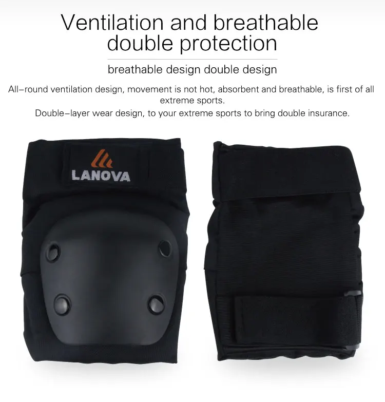 LANOVA7pcs/набор, защитные накладки, набор, наколенники, налокотники, защита для запястья, защита для шлема, для скутера, велоспорта, катания на роликах