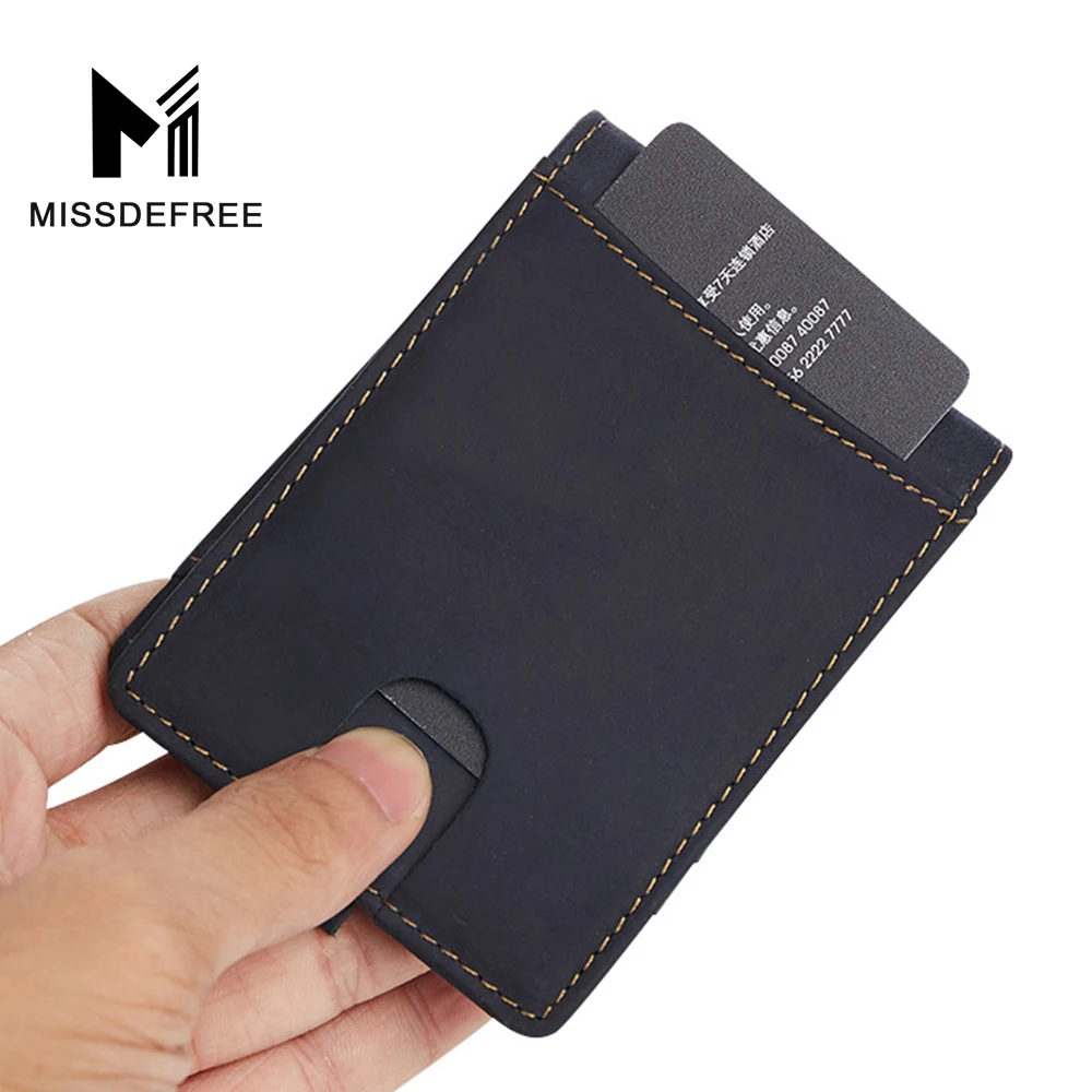 RFID Блокирование Мужские Кожаные Deluxe Весна Зажим Для Денег ID Держатель Кошелек