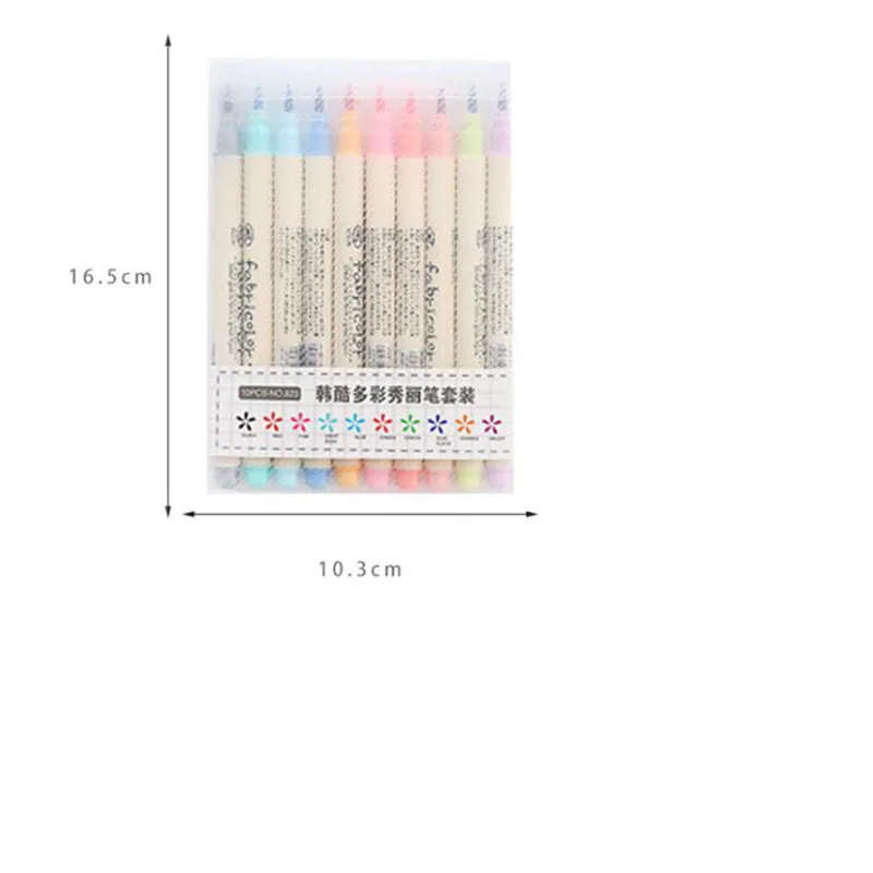 

10 Pieces Of Watercolor 10 Color Art Comics Write Color Marker Pen Set Chinese Calligraphy Stationery Painting School Supplies