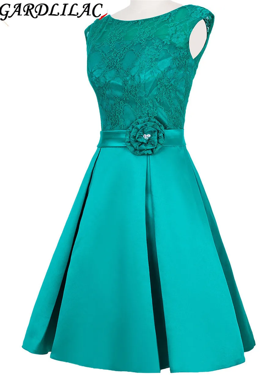 Gaedlilac Пятнистое Плиссированное короткое вечернее платье с цветами зеленое