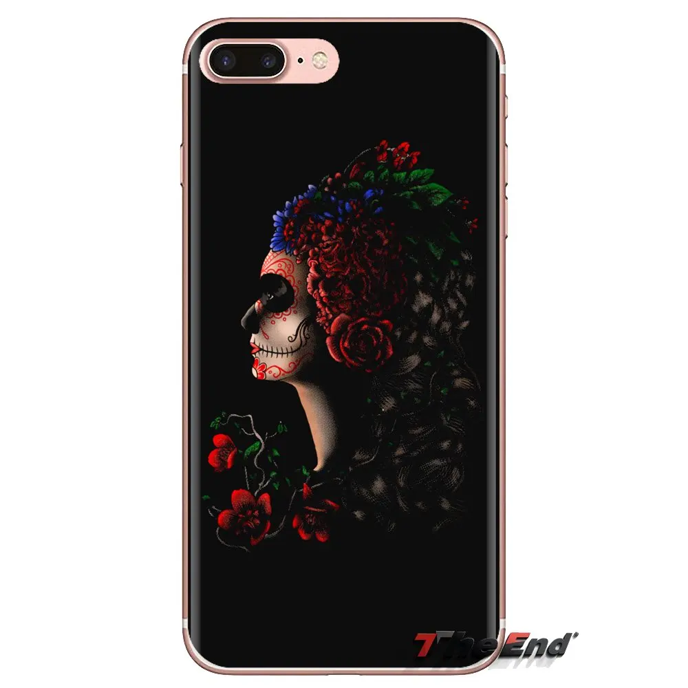 For Sony Xperia Z Z1 Z2 Z3 Z5 compact M2 M4 M5 C4 E3 T3 XA Huawei Mate 7 8 Y3II Dia De Los Muertos Sugar Floral Skull Soft Cases |