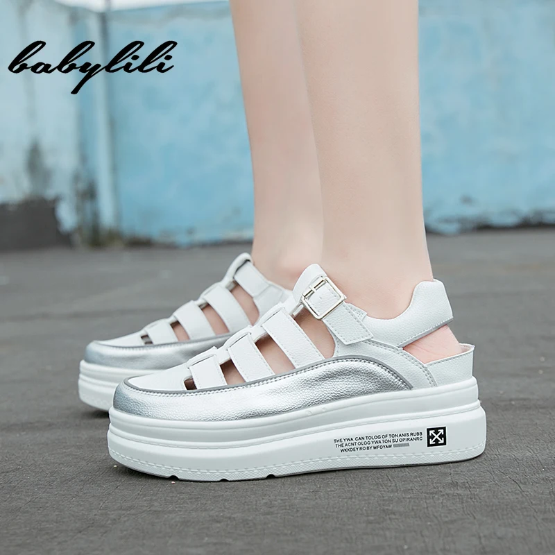 Женские босоножки из искусственной кожи на платформе летние сандалии плоской