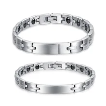 Lovers Titanium Steel Bracelets For Women and Men Magnetic Health Care Bacelets Black Color Stone Je