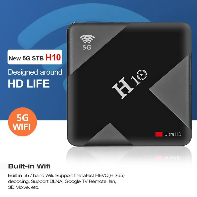 H10 Смарт ТВ приставка Android 9,0 ТВ приставка 4 Гб ОЗУ 32 Гб 64 Гб ПЗУ 6K USB3.0 Allwinner H6 Cortexa53 телеприставка Поддержка 5G сети