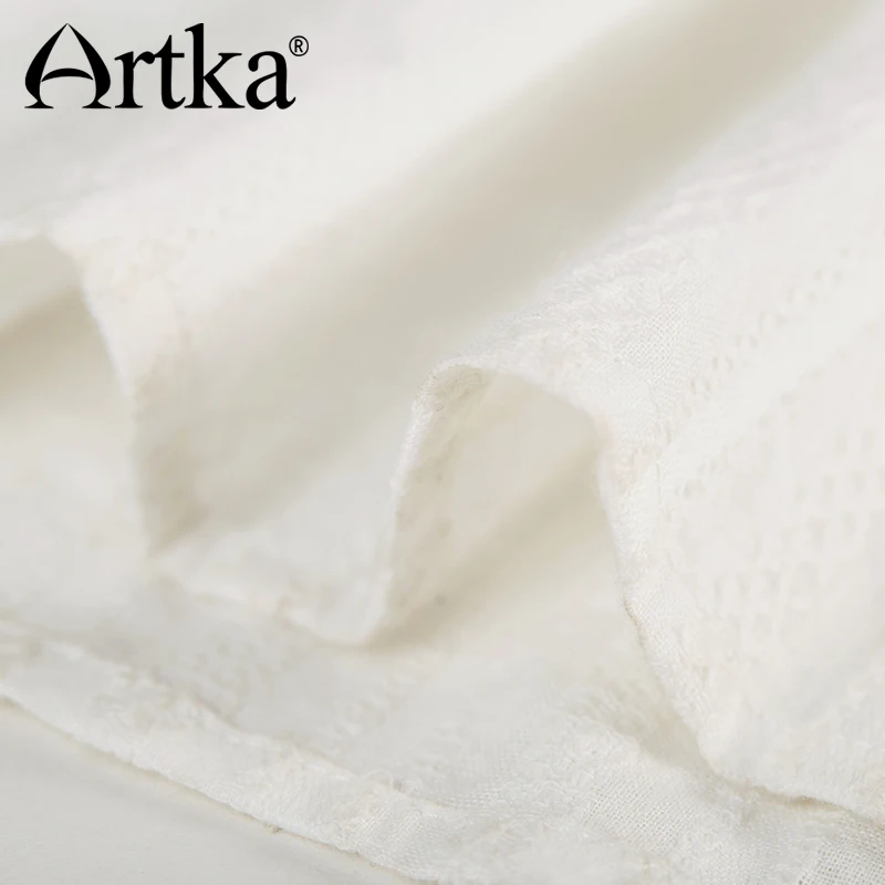 ARTKA Осень Зима Новое винтажное платье китайский стиль вышивка грудь полоса длинная рубашка платье длинный рукав платья LA10373Q