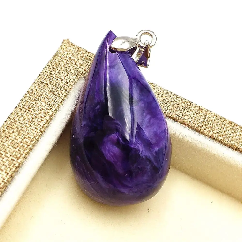 Новинка натуральный фиолетовый драгоценный камень Charoite женский и мужской кулон