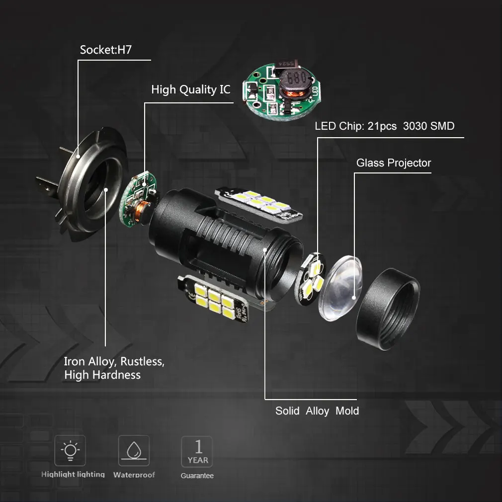 2 шт. автомобисветодиодный светодиодные лампы 3030 лм 6000 К 12 В daytime running light