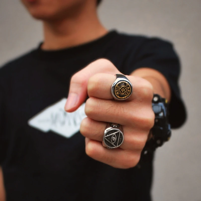 Кольцо на палец для мужчин из нержавеющей стали в стиле хип-хоп панк | Украшения и
