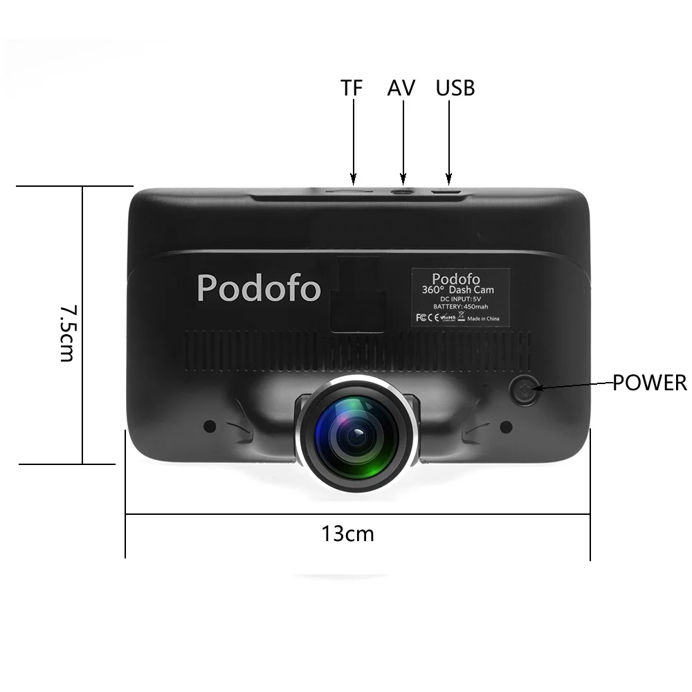 AMPrime Автомобильный dvr 360 градусов панорамный DashCam двойной объектив с заднего вида