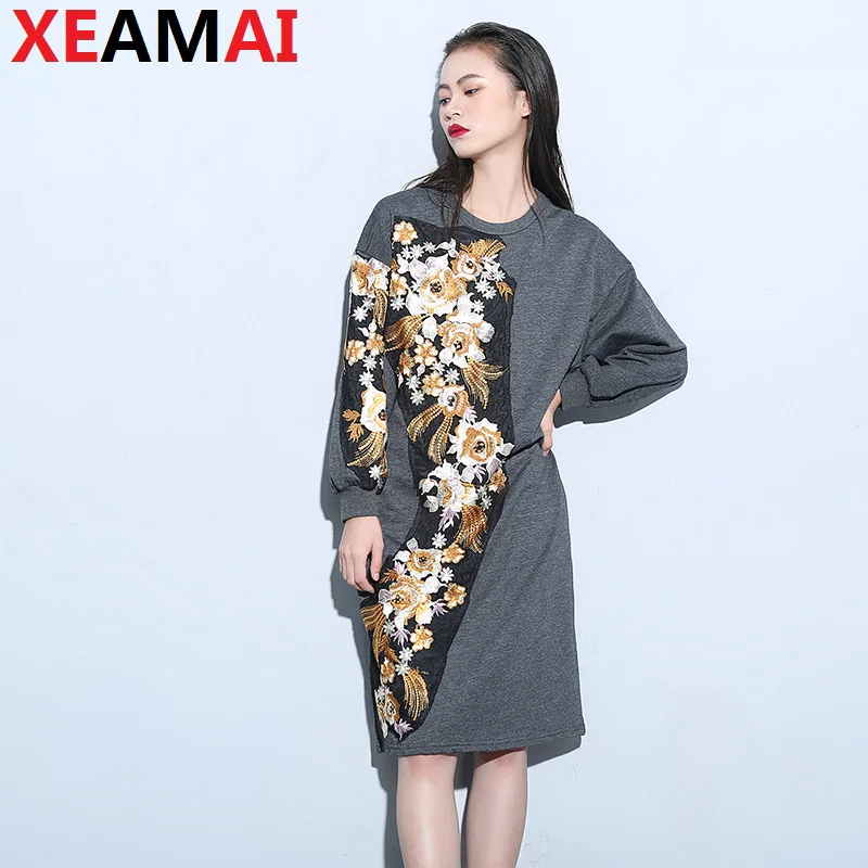 Весна серый Женщин Mini Dress Длинным Рукавом Высокий Воротник Случайные Vestidos