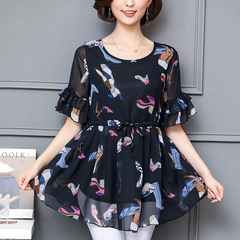 Большие размеры шикарные брендовые летние блузки Модные женские топы рубашки