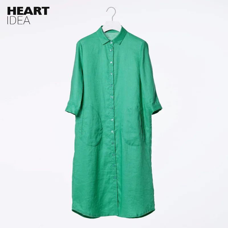 Женское платье рубашка lynette's chinoisery однотонное льняное большого размера с