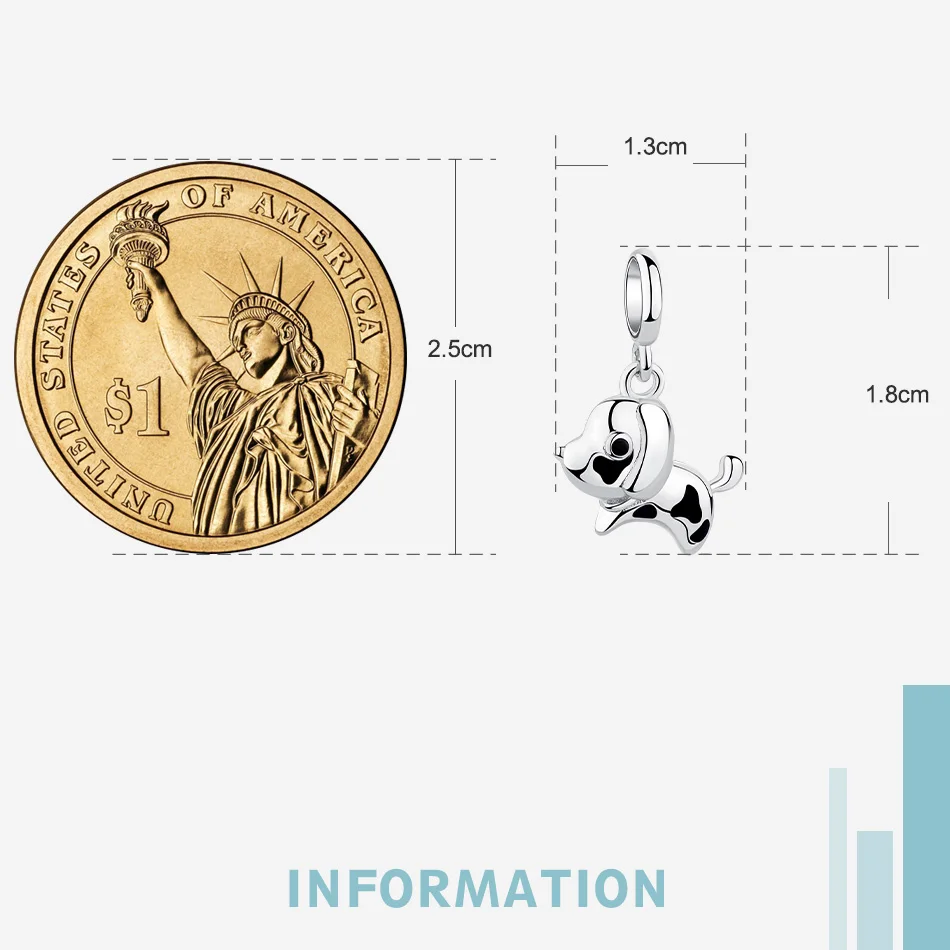 100% Стерлинговое Серебро 925 пробы милая подвеска в виде щенка шармы подходят для