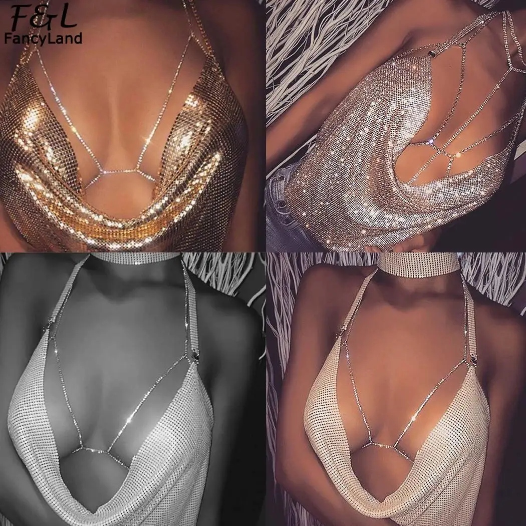 Цепь бикини цепочка со стразами пикантное украшение с лямкой на шее тела Для