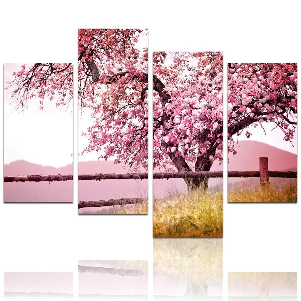 

Unframed 4 Sets Red Plum Blossom Flowers Wall Pictures For Living Room Large HD Wall Art Canvas Modular Pictures Oil Painting