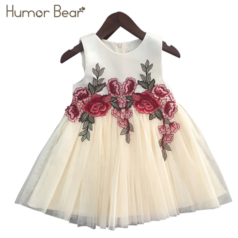 Humor Bear/платья для девочек; коллекция года; летняя стильная одежда для девочек; детское платье принцессы без рукавов с вышивкой