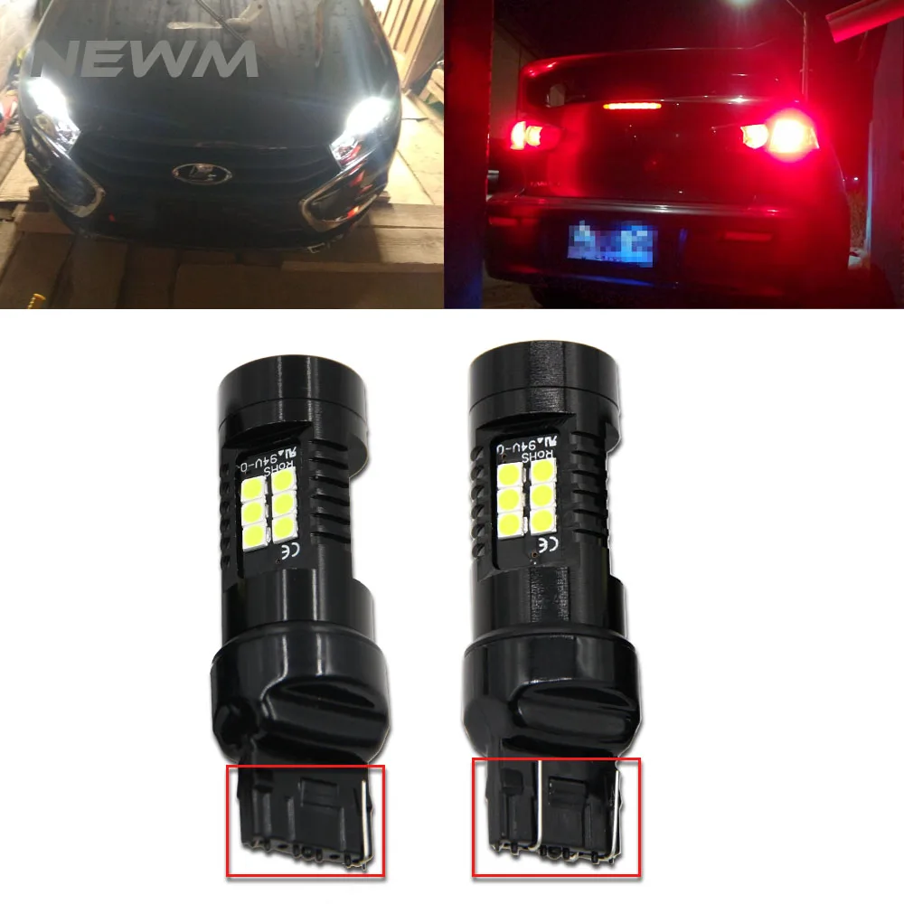 

2pcs 1200Lm T20 W21W LED W21/5W LED WY21W 7440 7443 LED Bulb T25 3157 3156 p27/7w Car Brake Reverse Light 12V Lamp Turn Signal