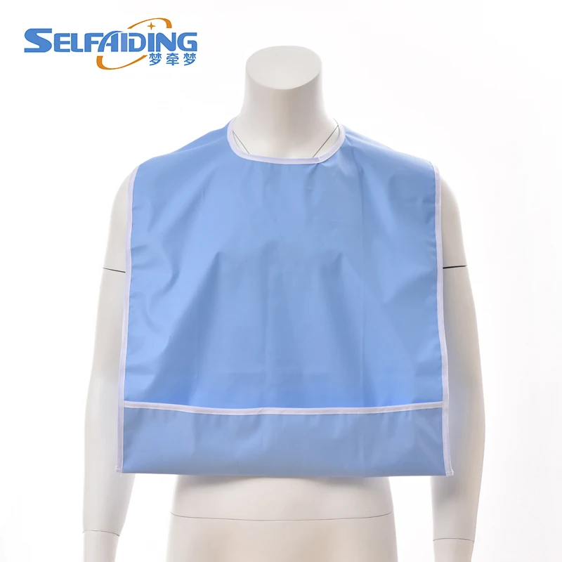 

Solid Color Adult Bib Mealtime Clothing Protector Waterproof Blue Light Green Bibs AB-201