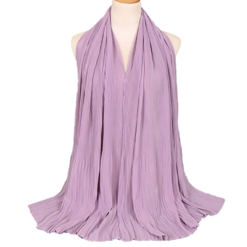 Muslim Women Crinkle Hijab Shawl Female Headscarf Plain Chiffon Islamic Turban Instant Scarf Ready To Wear Wrap Head foulard
