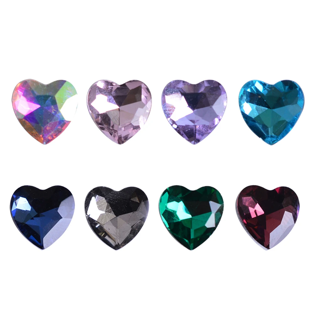 10 шт./лот AB Цвет ногтей горный хрусталь блестящее сердце радужные хлопья 8 цветов
