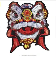 dd chinese dancing lion embroidered applique patches sew on patch for clothes diy grament accessories embroidery patchwork
