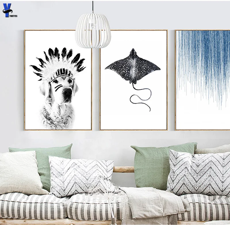 Минималистичный плакат с собакой картина индийской скандинавский настенный