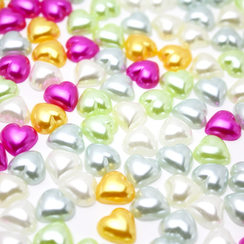 50pcs/lot 12/10mm Half Heart Imitation Pearls Resin Beads Flatback Jewelry Nail Garment Dolls DIY Scrapbooking Accessory LX132 | Дом и сад