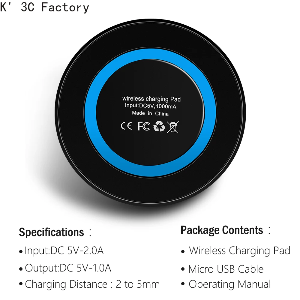 Беспроводное зарядное устройство K✼ Store2019 Qi для iPhone X 8 Plus Mini беспроводное Samsung