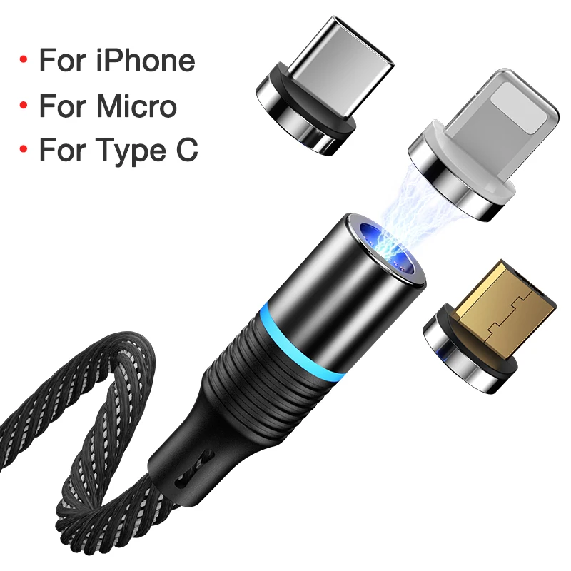 CAFELE Магнитный кабель Micro USB type C для iPhone samsung type-c, Магнитный адаптер для зарядки, кабель для мобильного телефона - Цвет: Black